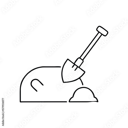 Looter with shovel next to a hole