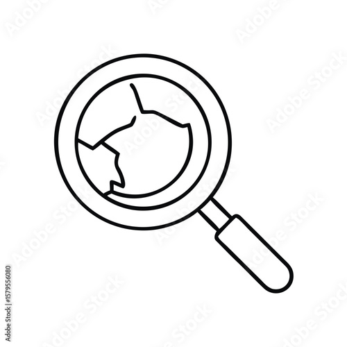 Magnifying glass examining a pottery shard icon