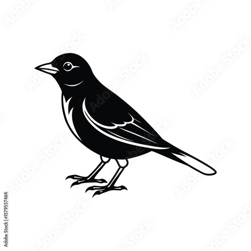 A lark silhouette vector art illustration on white background
