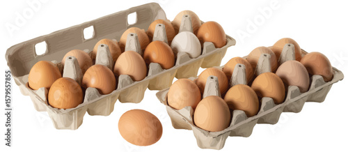 Brown and White Eggs in Carton