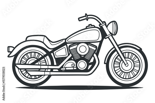 Classic motorcycle side profile chopper cruiser