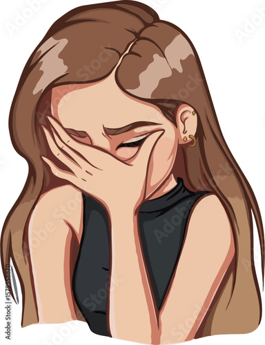illustration of a person covering their face, often used to convey emotions like embarrassment, shyness