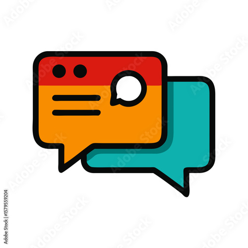 Notification chat icon with orange and blue speech bubbles