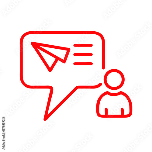 Direct message icon with paper plane and user profile