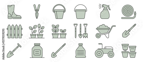 Gardening Tools and Equipment Icons
