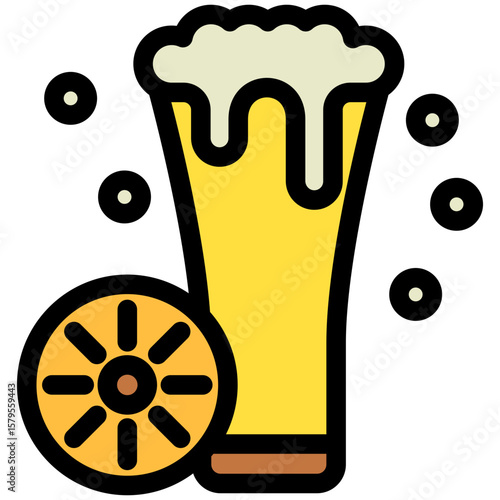 Lager Pint outline color flat icon, mini illustration for relaxation, party, pubs and bars UI, UX kit, app and web development, digital or print.