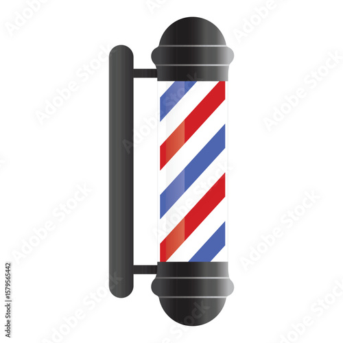 Barber pole icon vector sign illlustration design isolated. Colorful Classic Barber shop Pole signboard with a shop pole with red, blue and white stripes isolated on white background. EPS 10