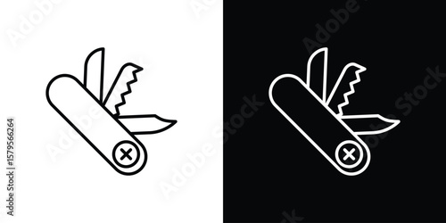 Swiss Knife icon outline. EPS 10 editable vector