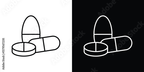 Pills icon outline. EPS 10 editable vector