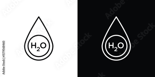 H2o icon outline. EPS 10 editable vector