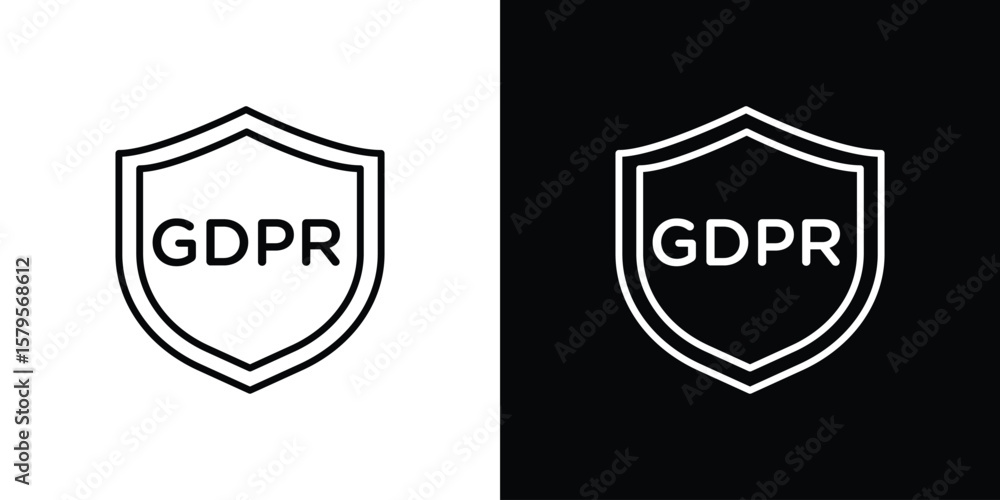Fototapeta premium GDPR shield icon outline. EPS 10 editable vector