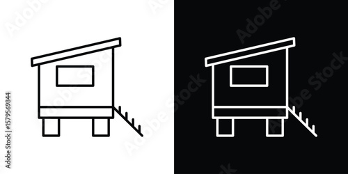 Chicken coop icon outline. EPS 10 editable vector