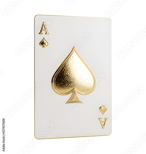 Luxury Gold Ace of Spades Playing Card Isolated on White


