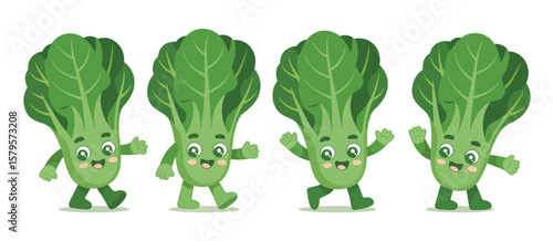Cute Cartoon Bok Choy Characters Walking