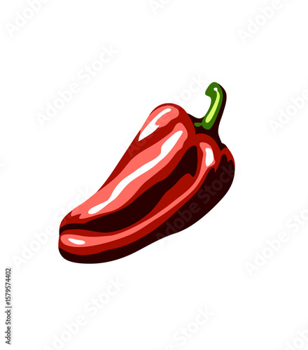 Red poblano pepper vector illustration in vibrant colors, spicy food ingredient