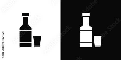 Vodka icon symbol in black and white color. Silhouette Styles.