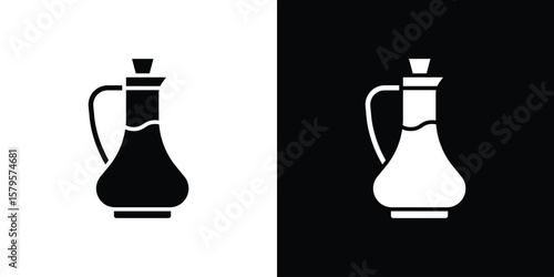 Vinegar icon symbol in black and white color. Silhouette Styles.