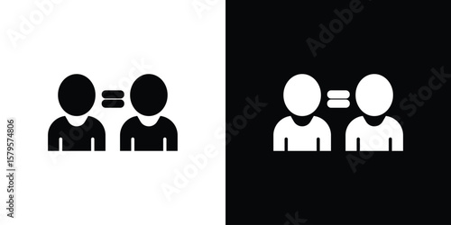 Twin icon symbol in black and white color. Silhouette Styles.