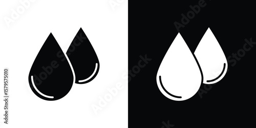 Tear drop icon symbol in black and white color. Silhouette Styles.