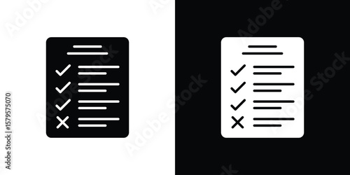 Survey icon symbol in black and white color. Silhouette Styles.