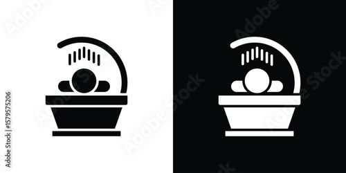 Solarium icon symbol in black and white color. Silhouette Styles.