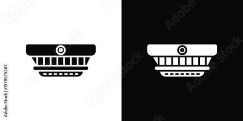 Smoke detector icon symbol in black and white color. Silhouette Styles.