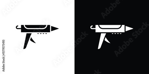Sealants gun icon symbol in black and white color. Silhouette Styles.