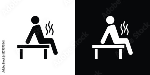 Sauna icon symbol in black and white color. Silhouette Styles.