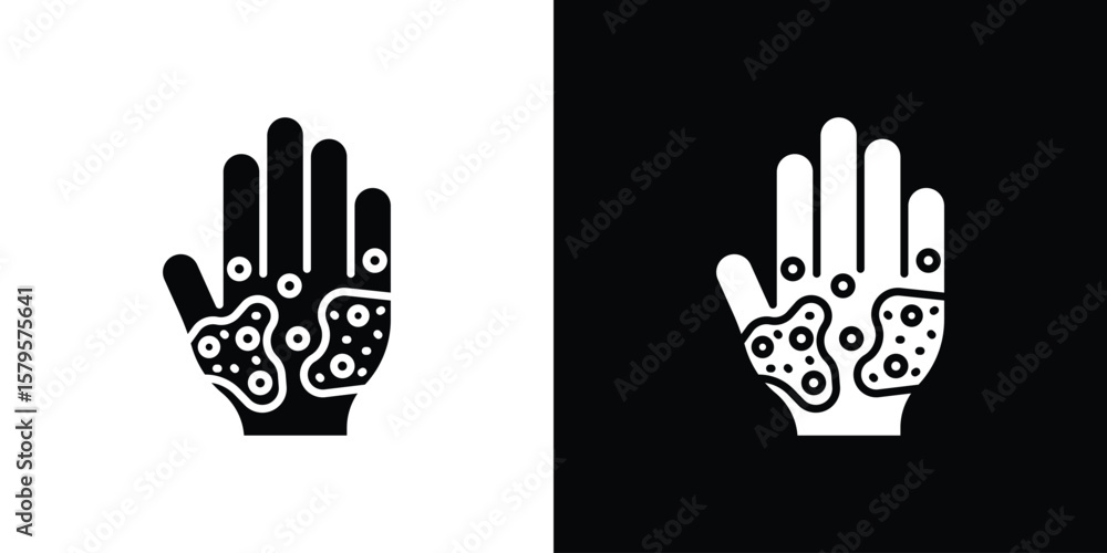 Fototapeta premium Rash hand icon symbol in black and white color. Silhouette Styles.