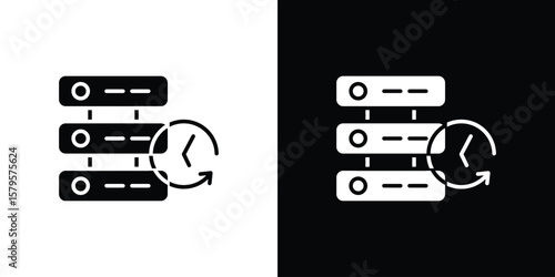 Real time data icon symbol in black and white color. Silhouette Styles.