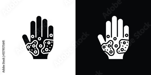 Rash hand icon symbol in black and white color. Silhouette Styles.