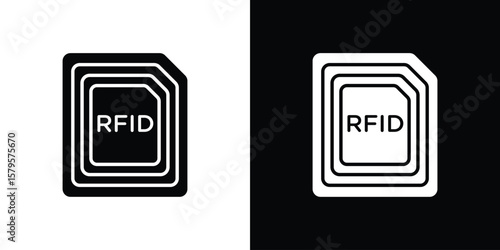 RFID icon symbol in black and white color. Silhouette Styles.