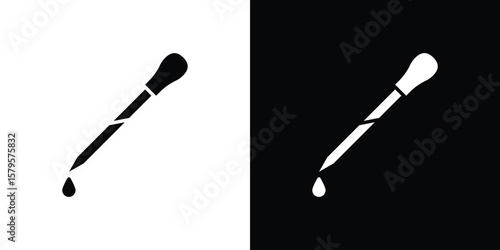 Pipette icon symbol in black and white color. Silhouette Styles.