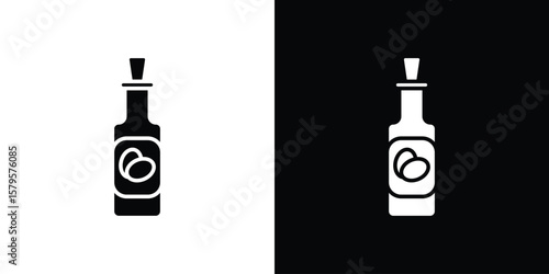 Olive oil icon symbol in black and white color. Silhouette Styles.