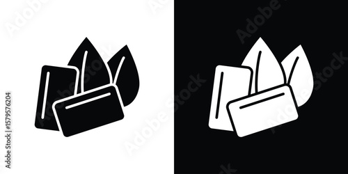 Mint gum icon symbol in black and white color. Silhouette Styles.