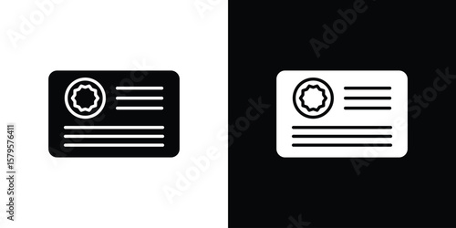 License icon symbol in black and white color. Silhouette Styles.