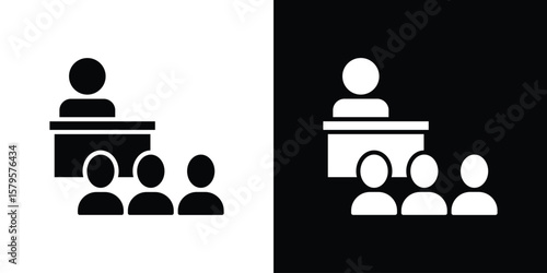 Lecture icon symbol in black and white color. Silhouette Styles.