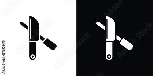 Knife sharpener icon symbol in black and white color. Silhouette Styles.