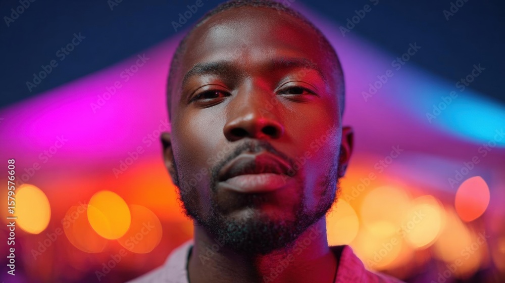 Close-up portrait of a young african-american man's face. he is looking directly at the camera with a serious expression. Close-up portrait of a young african-american man's face. he is looking directly at the camera with a serious expression.