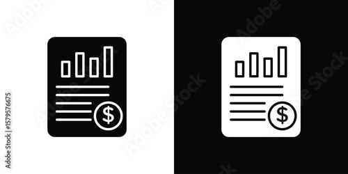 Income statement icon symbol in black and white color. Silhouette Styles.