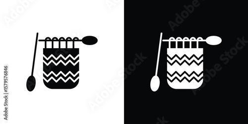 Handloom icon symbol in black and white color. Silhouette Styles.