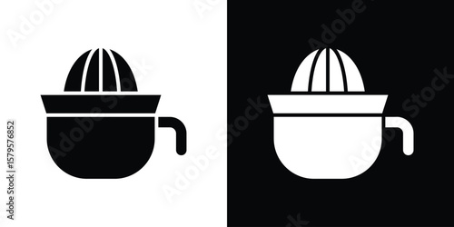 Hand Juicer icon symbol in black and white color. Silhouette Styles.