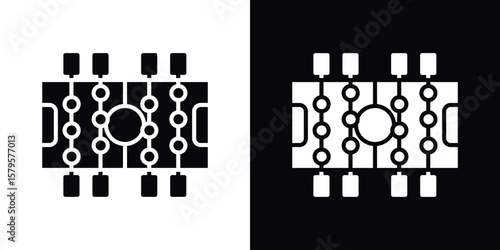 Foosball icon symbol in black and white color. Silhouette Styles.