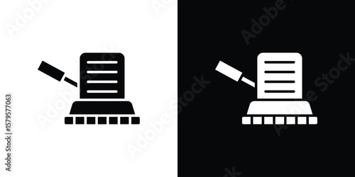 Floor sanding machine icon symbol in black and white color. Silhouette Styles.