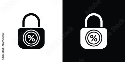 Fixed rate mortgage icon symbol in black and white color. Silhouette Styles.