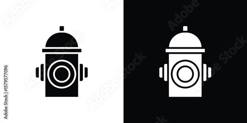 Fire hydrant icon symbol in black and white color. Silhouette Styles.