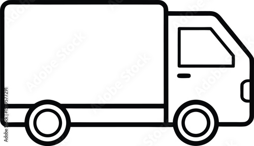 delivery truck icon line art vector illustration on transparent background