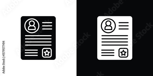 Criminal record icon symbol in black and white color. Silhouette Styles.