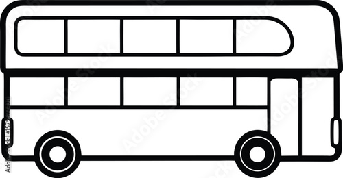 double decker bus icon line art vector illustration on transparent background