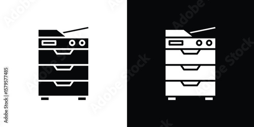 Copier icon symbol in black and white color. Silhouette Styles.